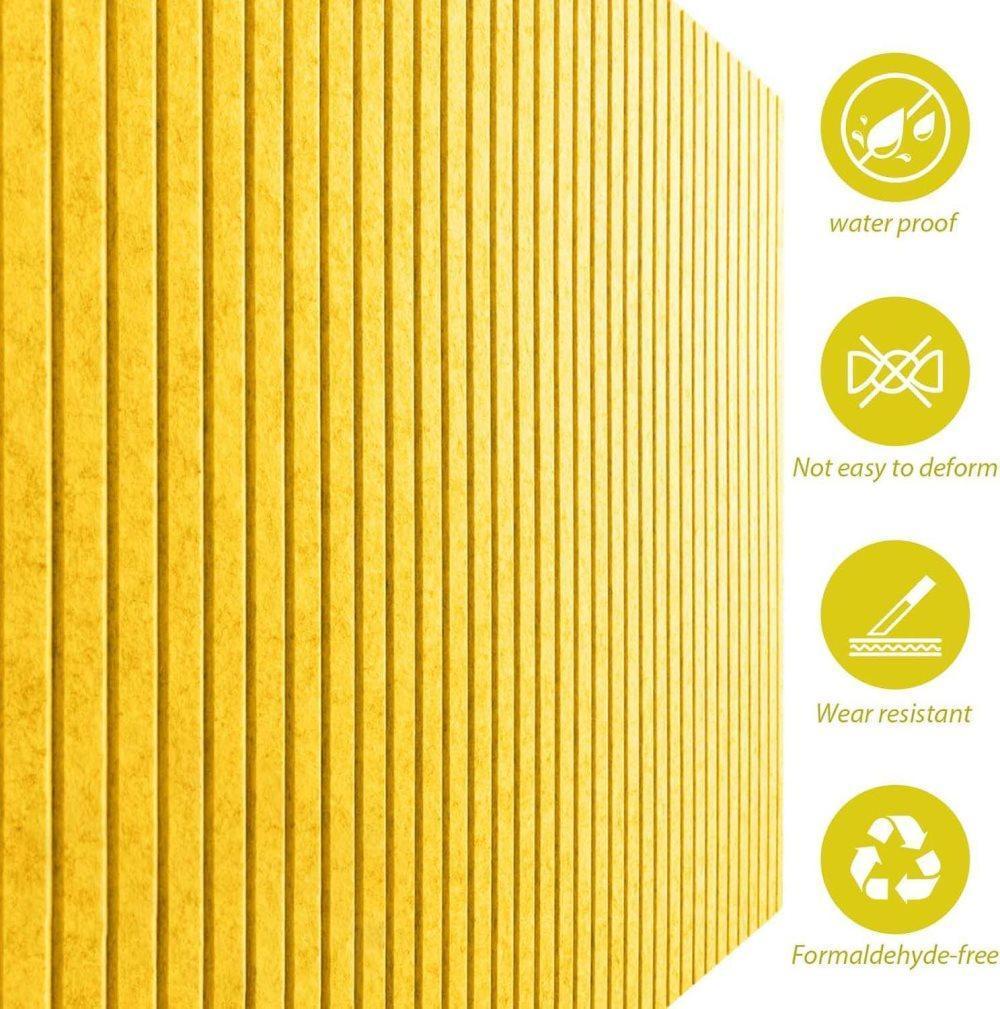 30x45cm Self-Adhesive Photo Board, Decorative Cork and Wall Panel Bulletin Board with Acoustic Panels for Photos and Messages, for Home and Office, Yellow