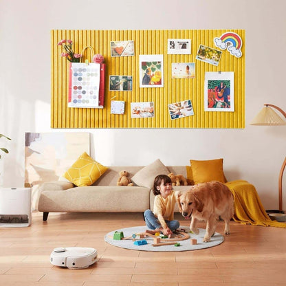 30x45cm Self-Adhesive Photo Board, Decorative Cork and Wall Panel Bulletin Board with Acoustic Panels for Photos and Messages, for Home and Office, Yellow