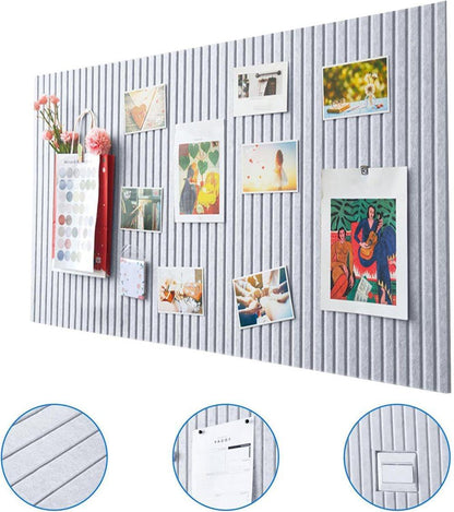 30x45cm Self-adhesive Photo Board, Decorative Cork and Wall Panel Bulletin Board with Acoustic Panels for Photos and Messages, Gray, for Home and Office