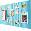 40x60cm Self-Adhesive Photo Board, Decorative Cork and Wall Panel Bulletin Board with Acoustic Panels for Photos and Messages, Blue, for Home and Office