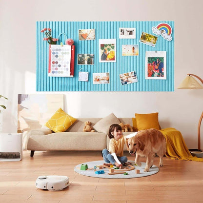 40x60cm Self-Adhesive Photo Board, Decorative Cork and Wall Panel Bulletin Board with Acoustic Panels for Photos and Messages, Blue, for Home and Office