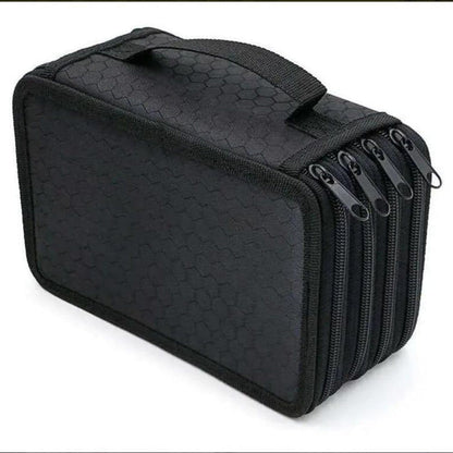 72 Holes Pen Case with Compartments, Large Capacity Organizer, Lightweight Durable, Compatible with School Office Supplies, Black