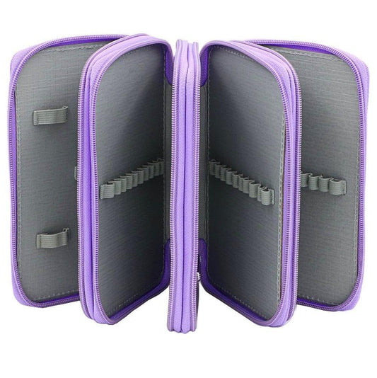72 Holes Pen Case with Compartments, Large Capacity Lightweight Durable, Compatible with Students and Office Use, Purple