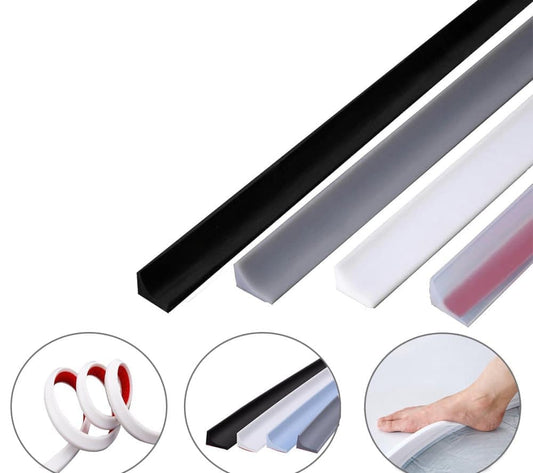 10 m Self-Adhesive Shower Strip Water Barrier with Self-Adhesive Strip, White