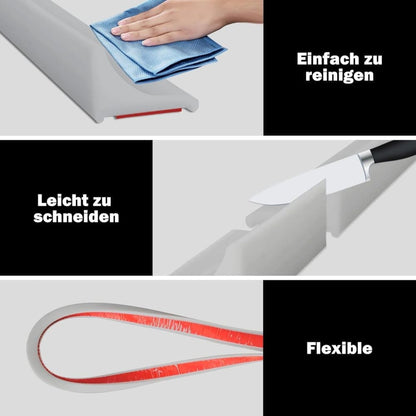 10 m Self-Adhesive Shower Strip Water Barrier with Self-Adhesive Strip, White
