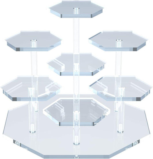 7-Tier Acrylic Display Stand for Cupcakes Perfume Desserts Figurines, Transparent.