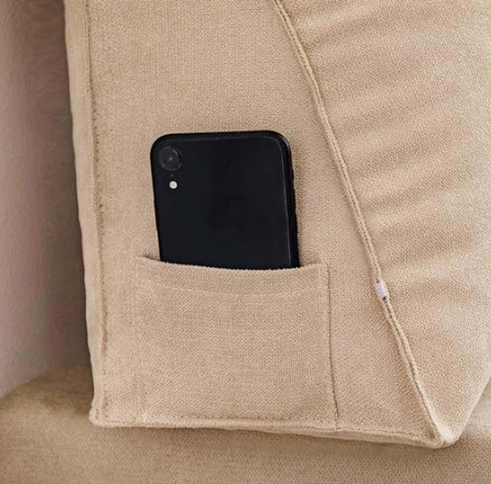 Adjustable Lumbar Support Cushion with Headrest for Office Chair, 45 x 45 x 20cm, Brown.
