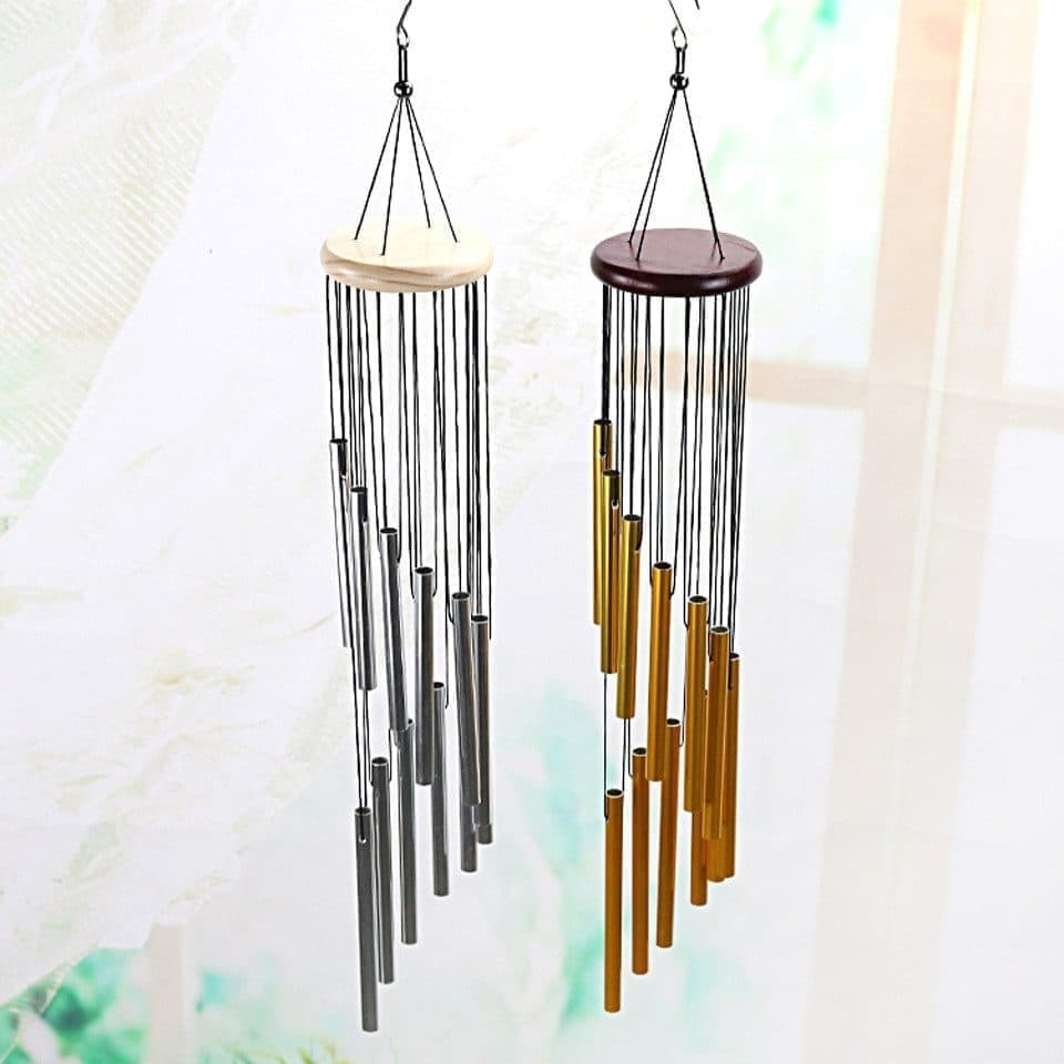 Metal Wind Chime 12 Pipe Outdoor Decor Loud Musical, Gold
