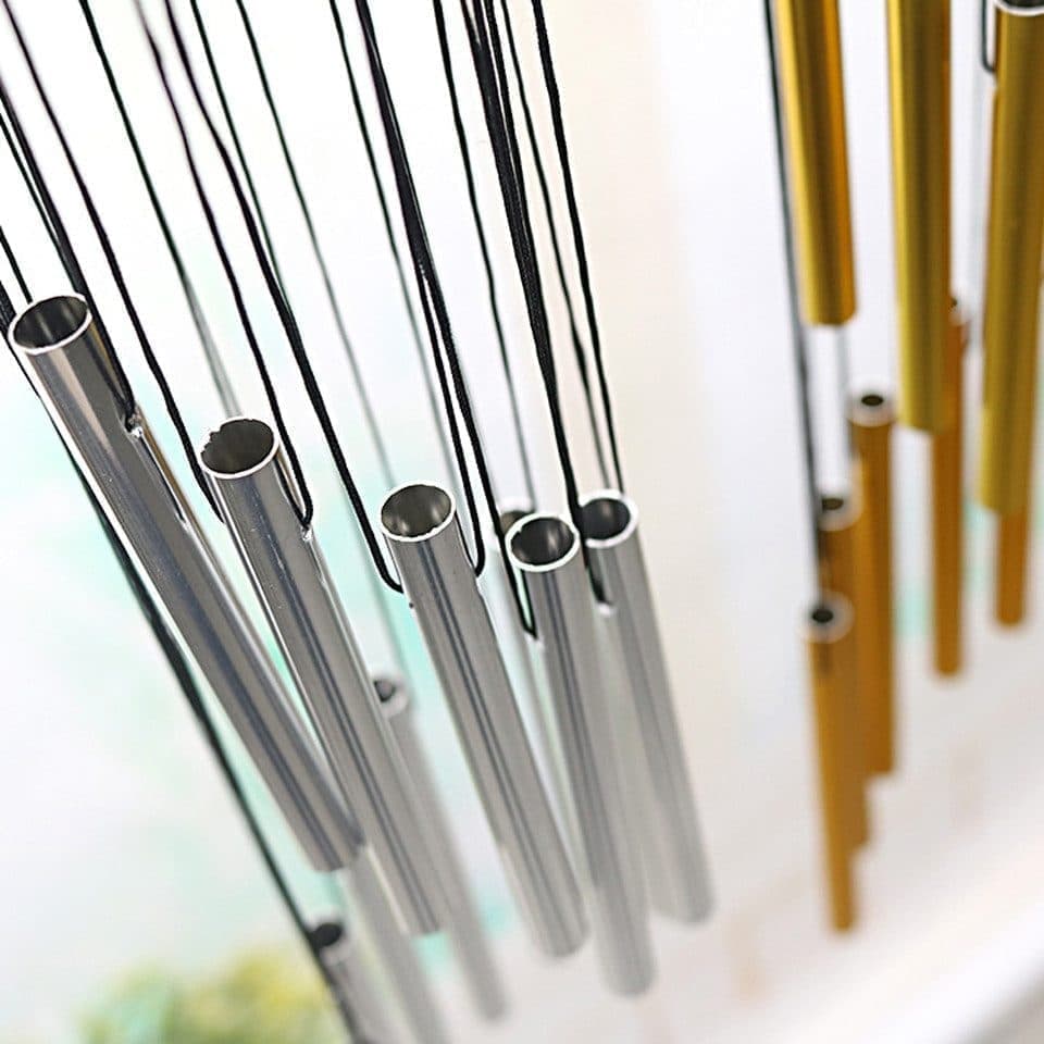 Metal Wind Chime 12 Pipe Outdoor Decor Loud Musical, Gold