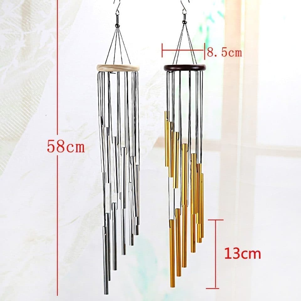 Metal Wind Chime 12 Pipe Outdoor Decor Loud Musical, Gold