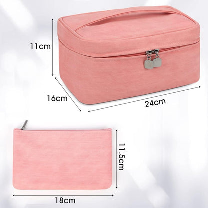 2-in-1 Makeup and Toiletry Bag with Handle, Brown.