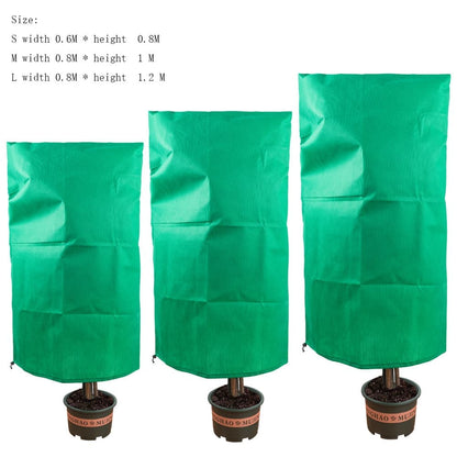 3-Pack Winter Plant Protection Frost Cover with Drawstring, Reusable Durable for Outdoor Plants Fruit Trees Potted Plants, 60x80cm, Green