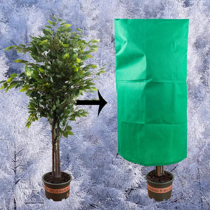 3-Pack Winter Plant Protection Frost Cover with Drawstring, Reusable Durable for Outdoor Plants Fruit Trees Potted Plants, 60x80cm, Green