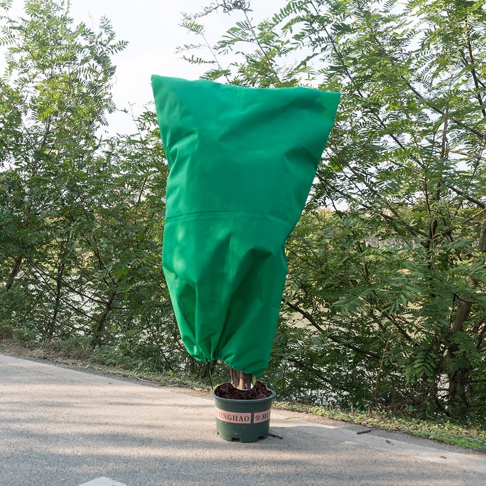 3-Pack Winter Plant Protection Frost Cover with Drawstring, Reusable Durable for Outdoor Plants Fruit Trees Potted Plants, 60x80cm, Green