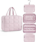 Pink Hanging Travel Makeup Bag with Jewelry Compartment, 28Ã12Ã20 cm.
