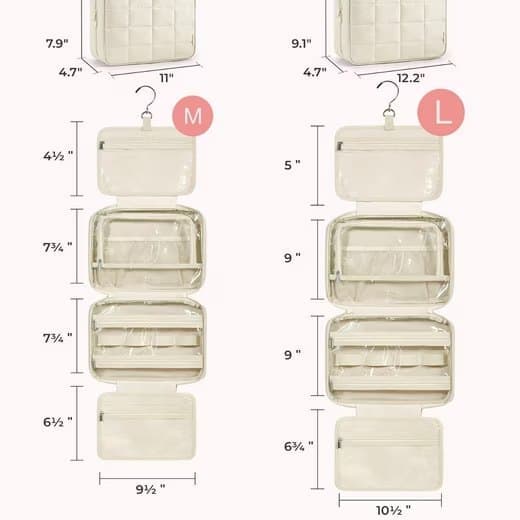 Pink Hanging Travel Makeup Bag with Jewelry Compartment, 28Ã12Ã20 cm.