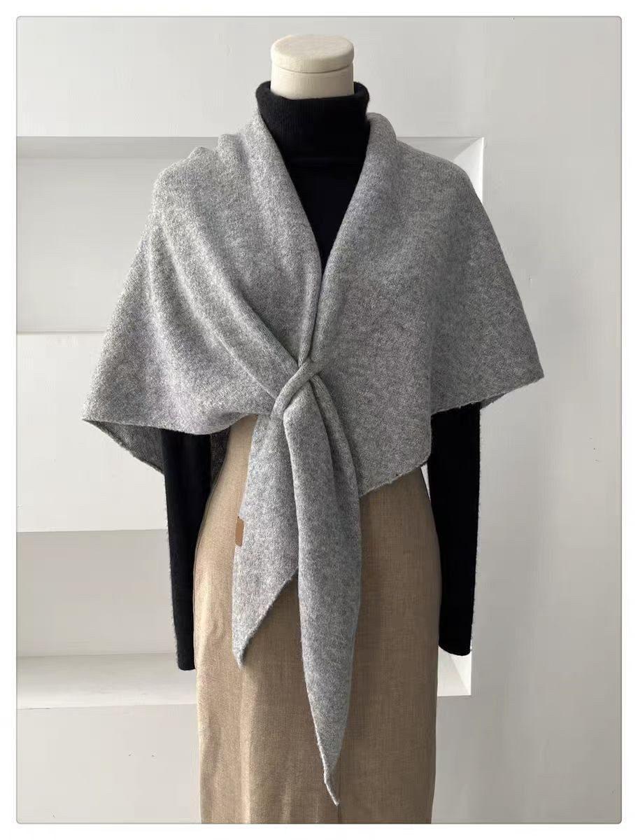 Women's Faux Cashmere Shawl Scarf Warm Extra-Long Triangular Wrap, 180 x 70 cm, Light Gray, Ideal for Party Wedding Evening Outfits