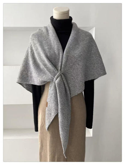 Women's Faux Cashmere Shawl Scarf Warm Extra-Long Triangular Wrap, 180 x 70 cm, Light Gray, Ideal for Party Wedding Evening Outfits