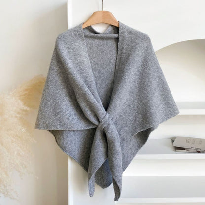 Women's Faux Cashmere Shawl Scarf Warm Extra-Long Triangular Wrap, 180 x 70 cm, Light Gray, Ideal for Party Wedding Evening Outfits