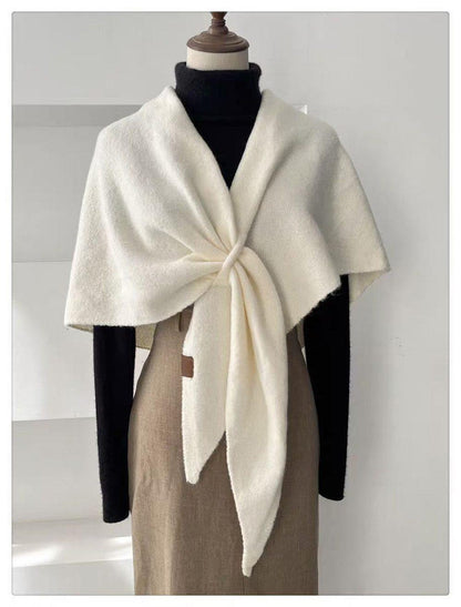 Women's Faux Cashmere Shawl Scarf Warm Extra-Long Large Triangular Wrap, 180 x 70 cm, Beige, Ideal for Party Wedding Evening Outfits