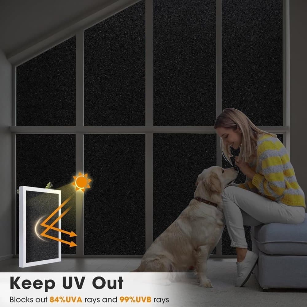 Blackout Window Film Self-Adhesive Privacy UV Protection Static Cling No Glue, 60x500cm