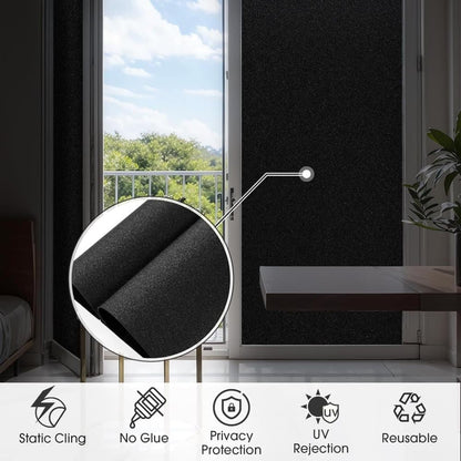 Blackout Window Film Self-Adhesive Privacy UV Protection Static Cling No Glue, 60x500cm
