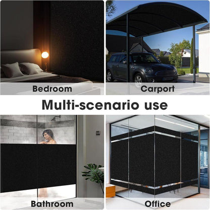 Blackout Window Film Self-Adhesive Privacy UV Protection Static Cling No Glue, 60x500cm