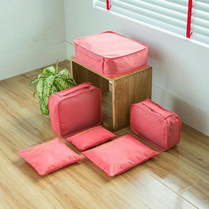 6-Piece Waterproof Travel Bag Set Luggage Organizer, Dark Blue
