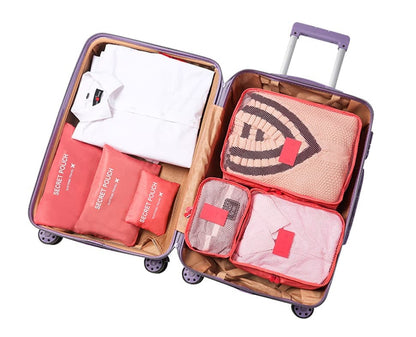 6-Piece Waterproof Travel Bag Set Luggage Organizer, Dark Blue