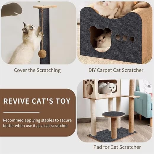 40cm x 200cm Self-Adhesive Cat Scratching Board Wall Protector for Sofa and Corners, Dark Blue DIY Cat Scratching Mat