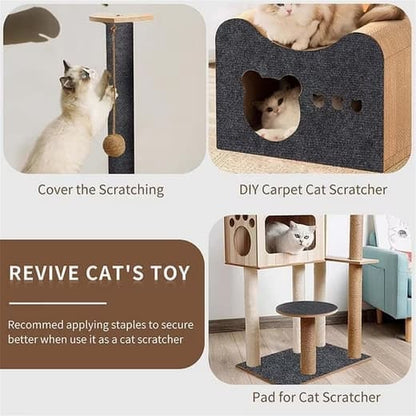 40cm x 200cm Self-Adhesive Cat Scratching Board Wall Protector for Sofa and Corners, Dark Blue DIY Cat Scratching Mat