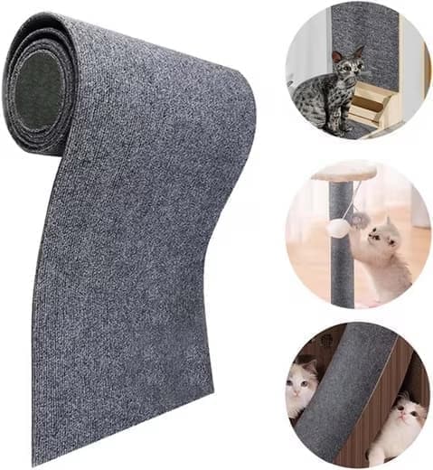 40cm x 200cm Self-Adhesive Cat Scratching Board Wall Protector for Sofa and Corners, Dark Blue DIY Cat Scratching Mat