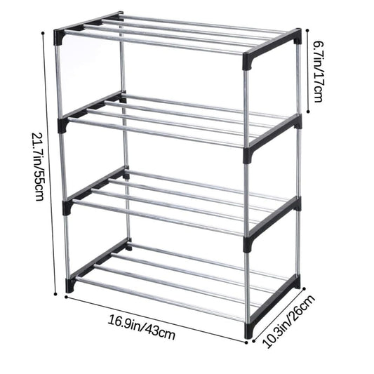 3-Tier Stackable Shoe Rack, Space Saving Storage for Shoes Bags and Accessories, 43 x 26 x 55cm
