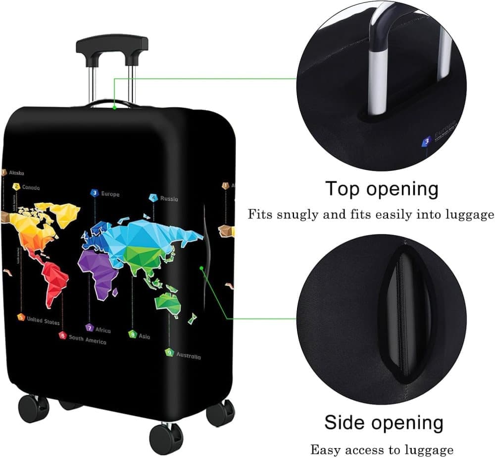 Black Elastic Suitcase Cover for Travel Luggage, Scratch Resistant, M (22-24 inch)