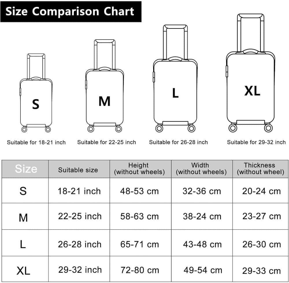 Black Elastic Suitcase Cover for Travel Luggage, Scratch Resistant, M (22-24 inch)