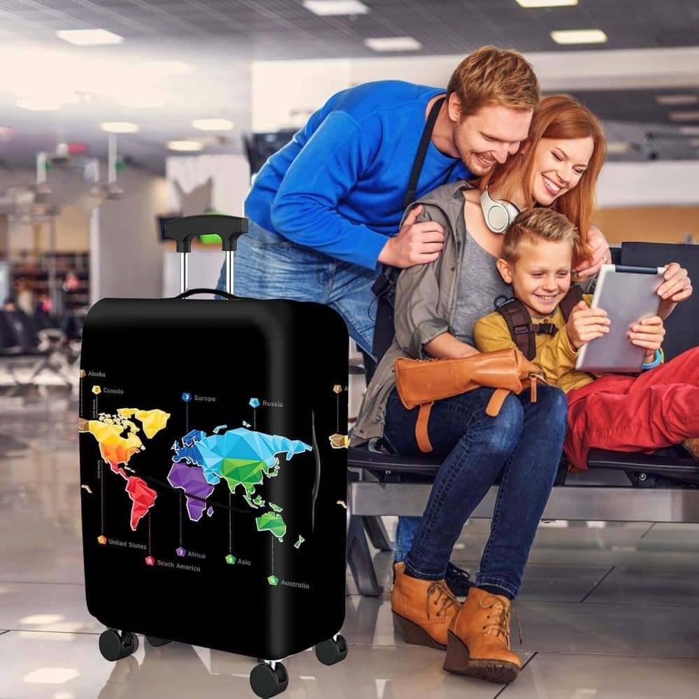 Black Elastic Suitcase Cover for Travel Luggage, Scratch Resistant, M (22-24 inch)