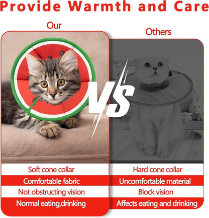 1 Protective Collar for Cats and Dogs with Velcro, Adjustable Neck Collar, Compatible with Cats, M, Red