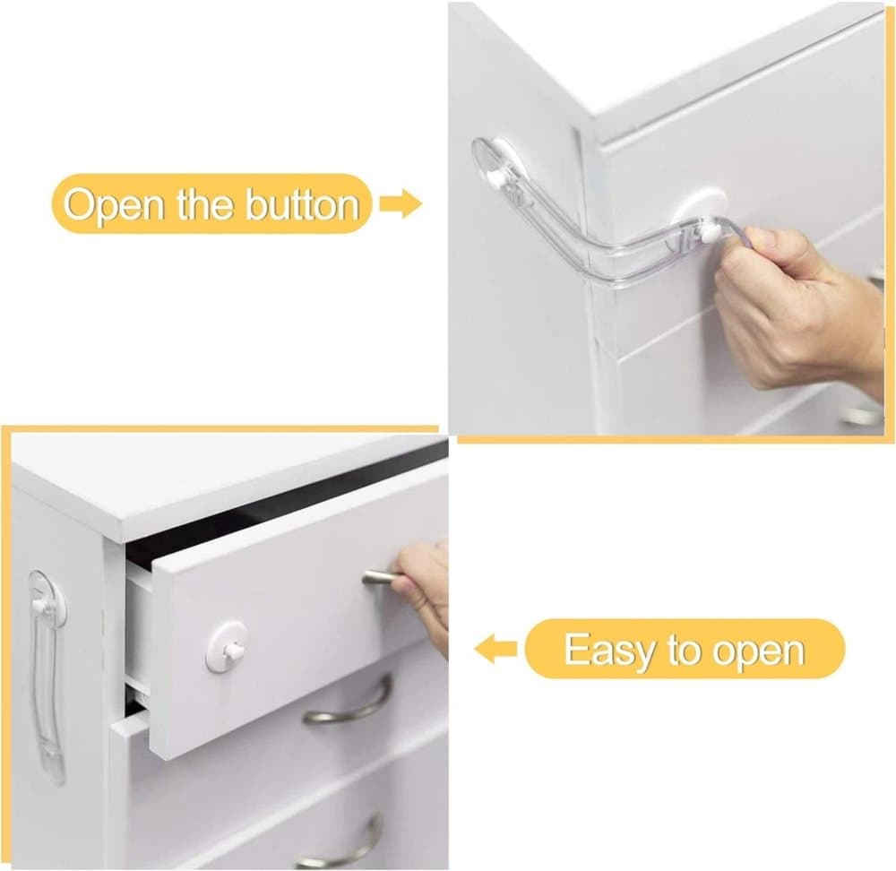 8-Pack Child Safety Cabinet Latch Drawer Lock with Lock Protector, 11cm, Compatible with Most Cabinets