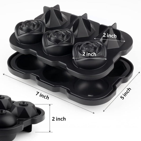 1 piece BPA-free reusable ice cube tray with lid for round ice balls, 6 compartment