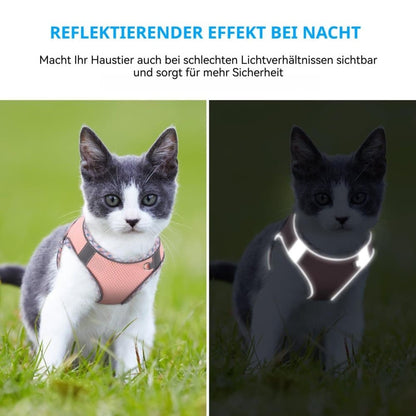 Adjustable Dog and Cat Harness with Leash, Reflective Soft Secure Fit, XXS, Green