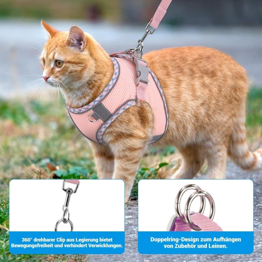 Adjustable Dog and Cat Harness with Leash, Reflective Soft Secure Fit, XXS, Green