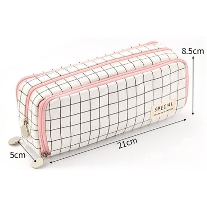 3 Compartments Large Pencil Case, High Capacity Multifunctional Organizer, Dark Blue