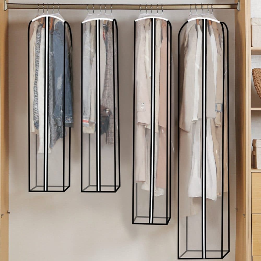 3-pack Transparent Dustproof Garment Storage Bag with Zipper for Wardrobe, PEVA Material, 60 x 25 x 153cm
