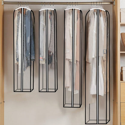 3-pack Transparent Dustproof Garment Storage Bag with Zipper for Wardrobe, PEVA Material, 60 x 25 x 153cm