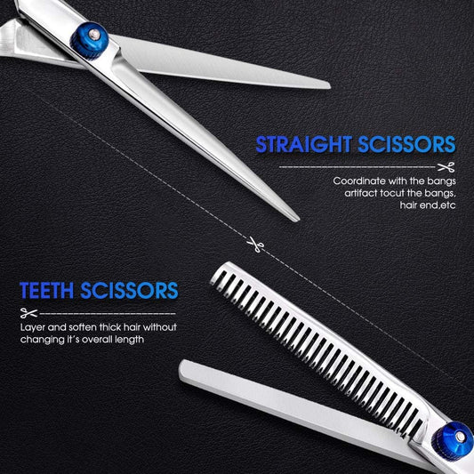 11-Piece Hairdressing Set with Scissors, Combs, Clips and Cape.