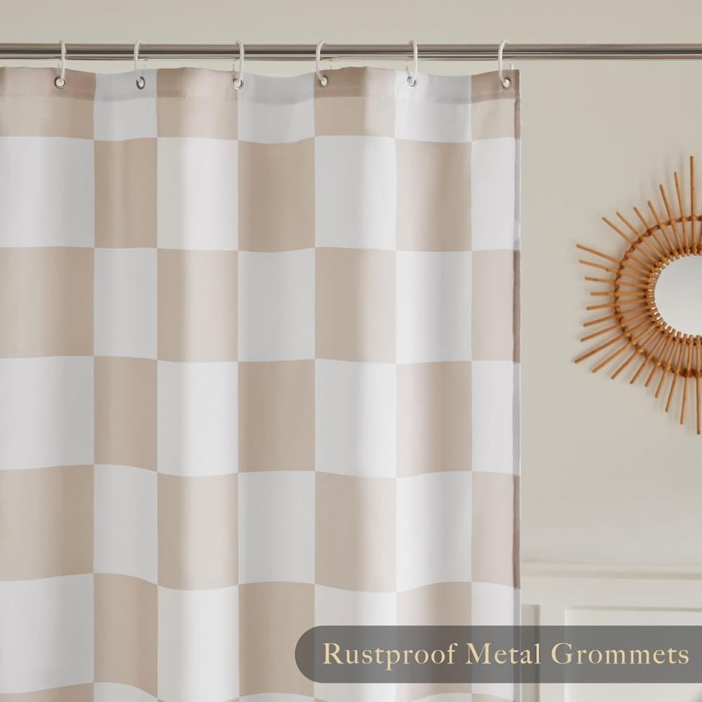 Checkered Shower Curtain 180x180 cm, Retro Chess Pattern Vintage Aesthetics for Bathroom, Yellow