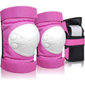 6-in-1 Protective Gear Set for Roller Skating Skateboarding with Adjustable Knee Elbow Wrist Guards, One Size, Pink.