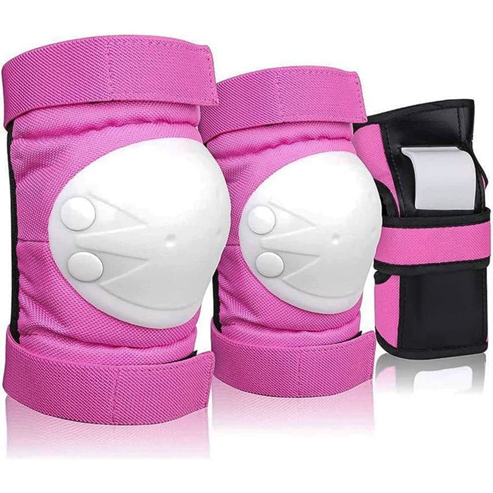 6-in-1 Protective Gear Set for Roller Skating Skateboarding with Adjustable Knee Elbow Wrist Guards, One Size, Pink.