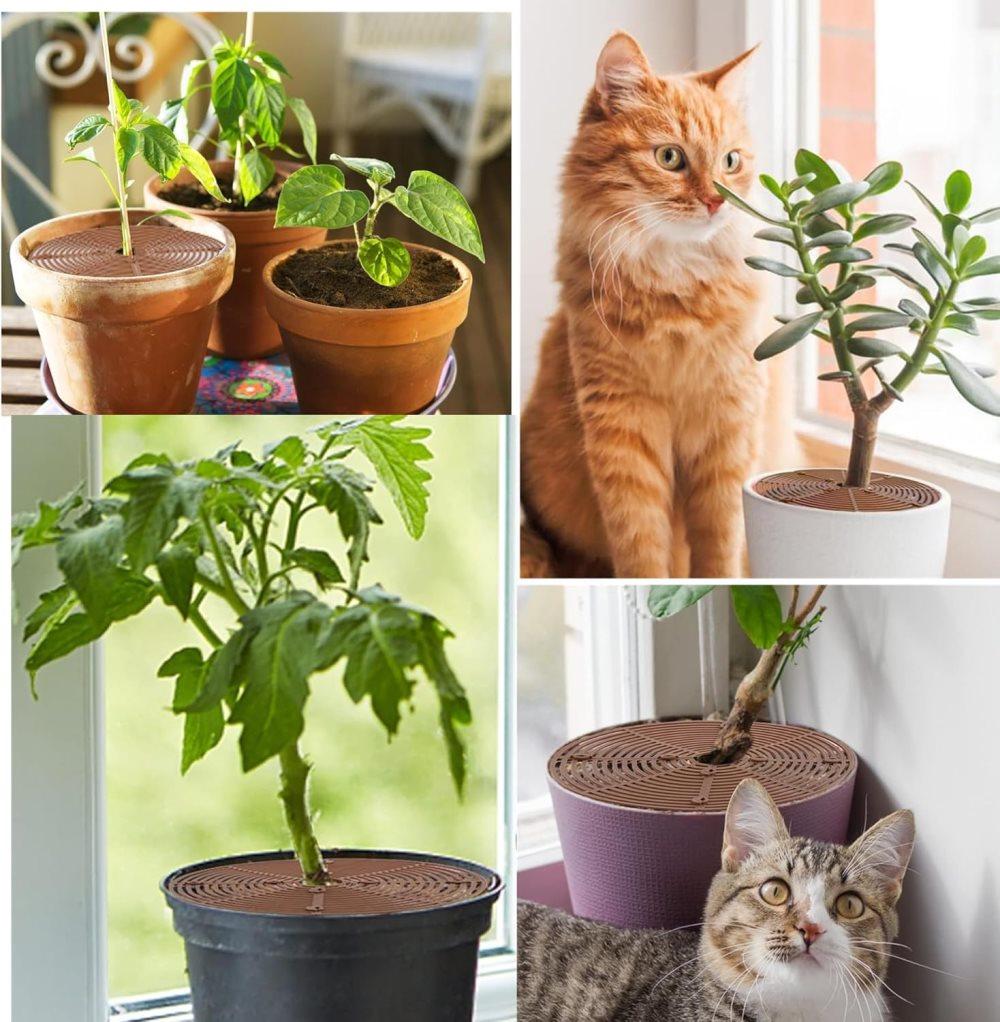 2-Pack Waterproof Cuttable Pot Covers for Indoor and Outdoor Gardens, Prevents Pets from Digging, Black, L