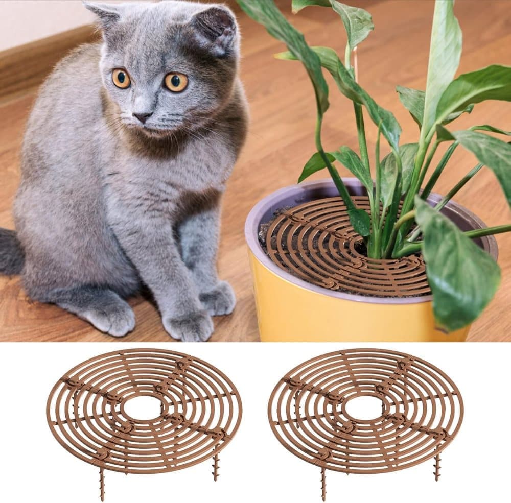 2-Pack Waterproof Cuttable Pot Covers for Indoor and Outdoor Gardens, Prevents Pets from Digging, Black, L